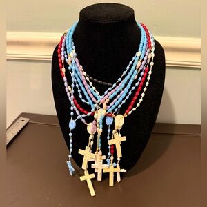 Multicolor Beaded Rosary Acrylic Beads and Rope Pick one